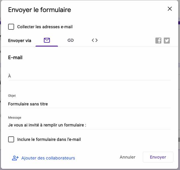 envoi formulaire enquete google doc