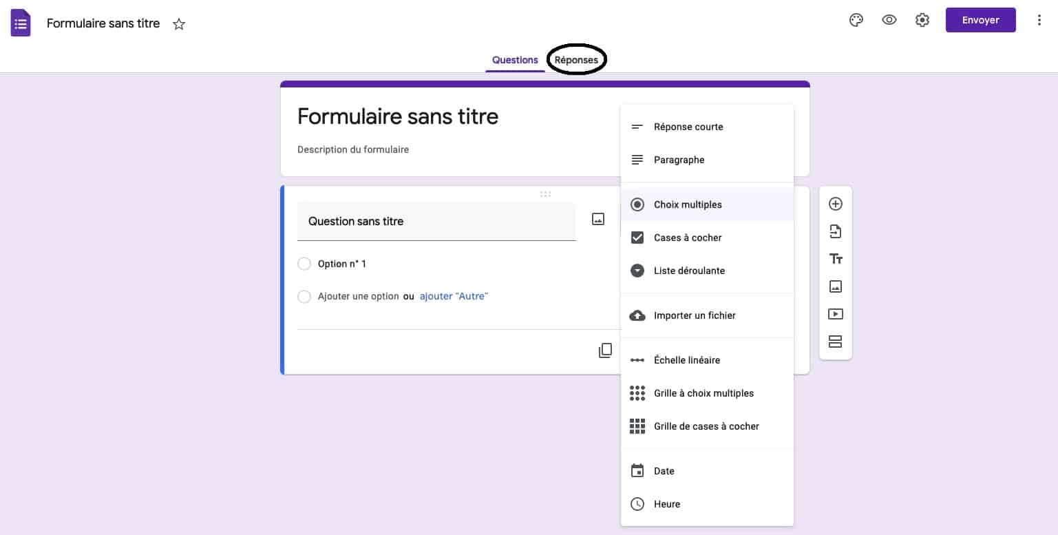 envoi formulaire enquete google doc par email