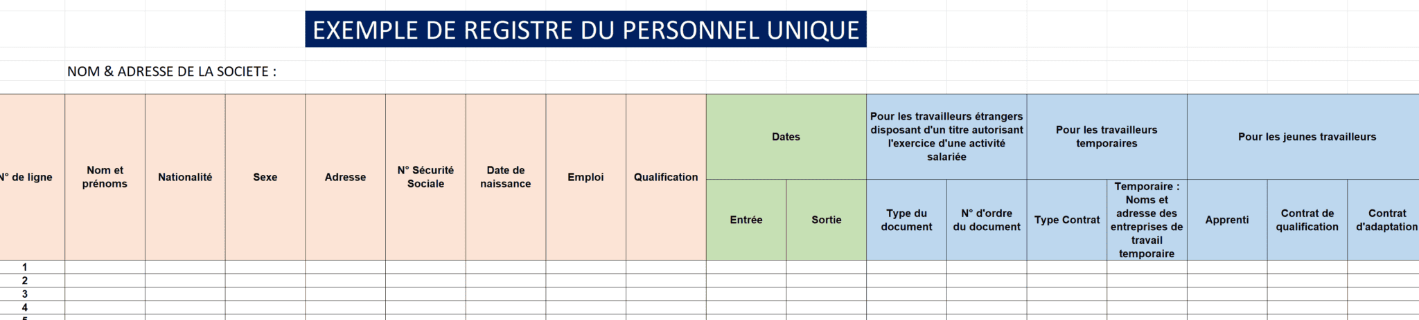 Registre Unique Du Personnel | Livre De Paie Employés - Format Professionnel