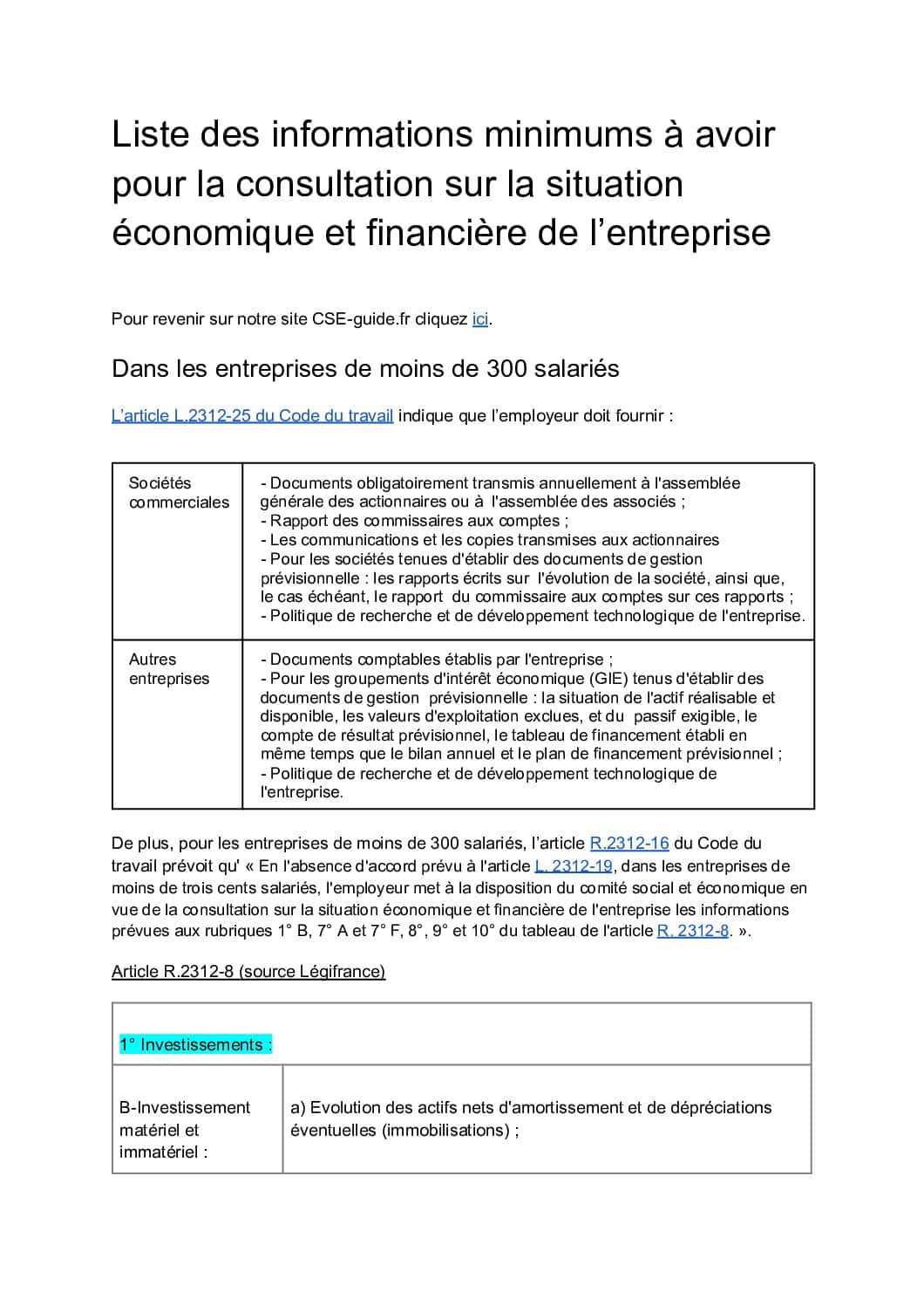 Informations consultation situation économique financière  résumé loi CSE-guide.fr