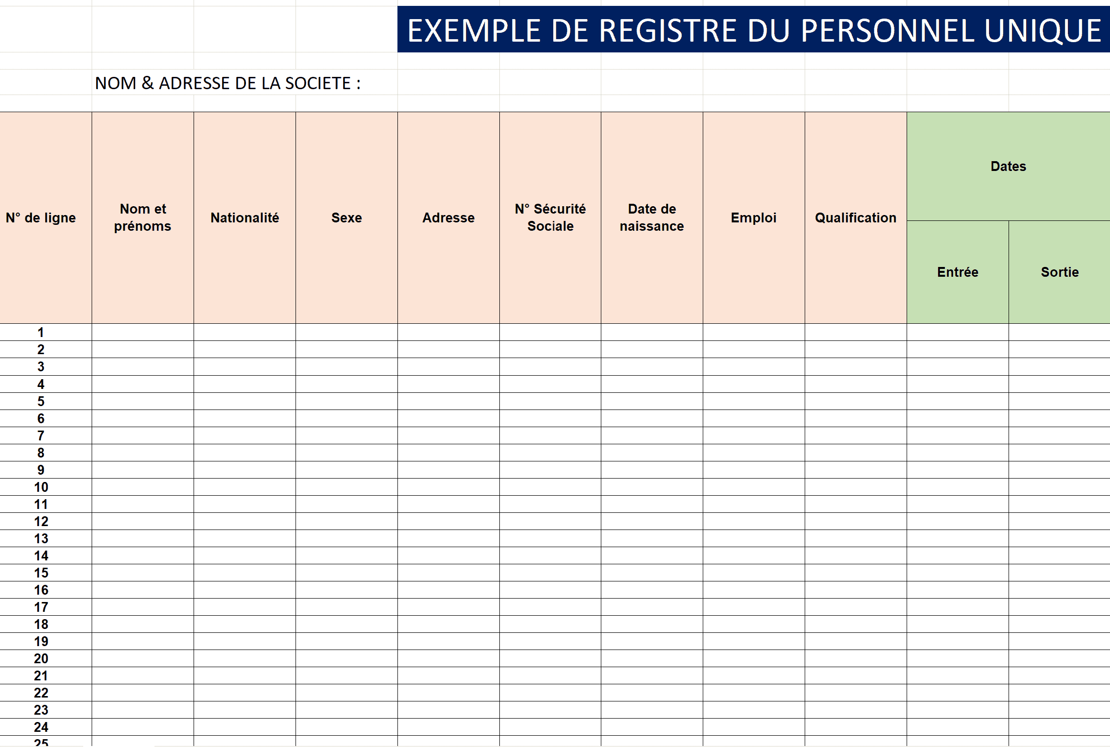 Modèle de registre unique du personnel pour CSE