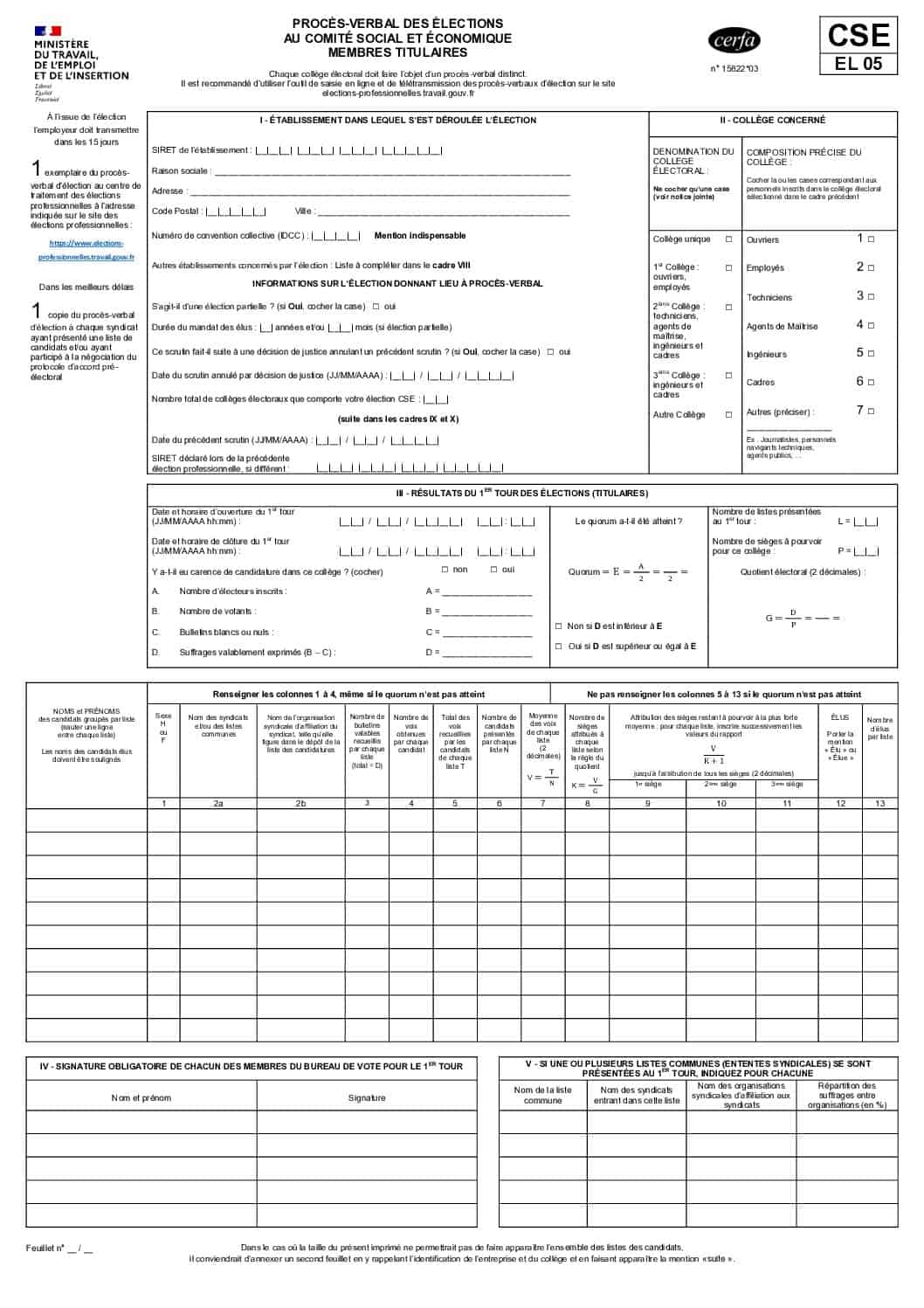 cerfa_15822-03 PROCÈS-VERBAL DES ÉLECTIONS Source Formulaires Service Public